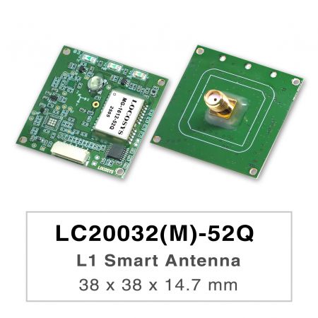 LC20032(M)-52Q - LC20032(M)-52Q is based on the proven technology found in LOCOSYS 47 channel GNSS SMD type receiver MG-1612-52Q that uses Airoha chip solution, designed for a broad spectrum of OEM system applications.